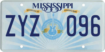 MS license plate ZYZ096
