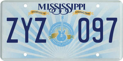 MS license plate ZYZ097