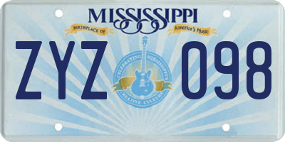 MS license plate ZYZ098