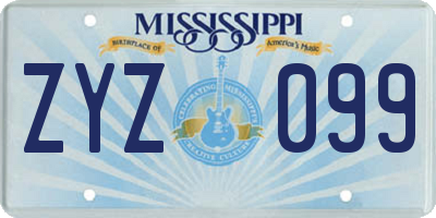 MS license plate ZYZ099