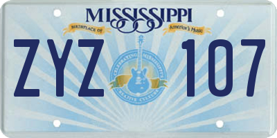 MS license plate ZYZ107