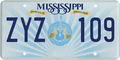 MS license plate ZYZ109
