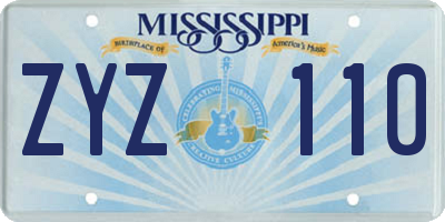 MS license plate ZYZ110