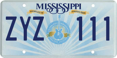MS license plate ZYZ111