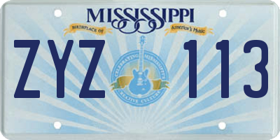 MS license plate ZYZ113