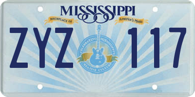 MS license plate ZYZ117