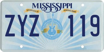 MS license plate ZYZ119