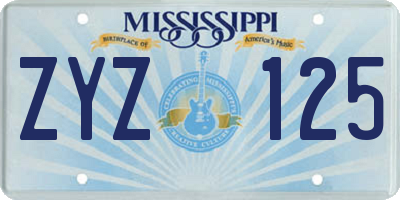 MS license plate ZYZ125