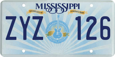 MS license plate ZYZ126