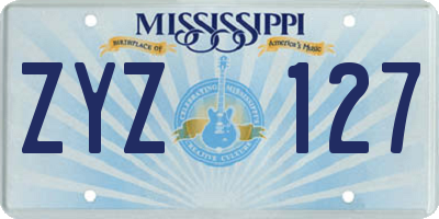 MS license plate ZYZ127