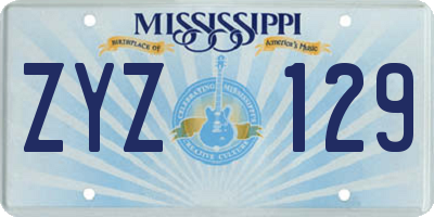 MS license plate ZYZ129