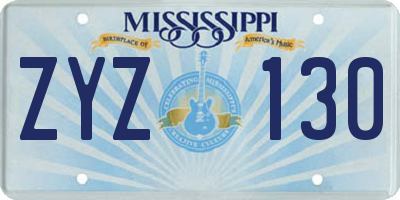 MS license plate ZYZ130