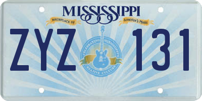 MS license plate ZYZ131