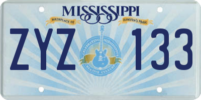 MS license plate ZYZ133