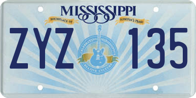 MS license plate ZYZ135
