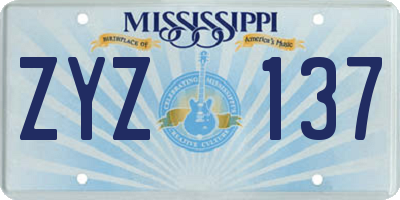 MS license plate ZYZ137