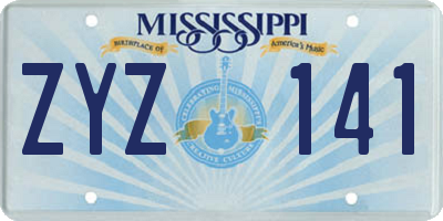 MS license plate ZYZ141