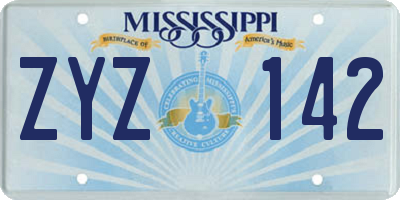 MS license plate ZYZ142