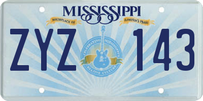MS license plate ZYZ143