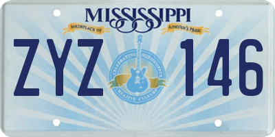 MS license plate ZYZ146