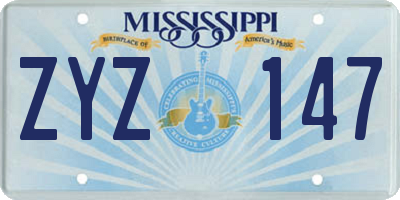 MS license plate ZYZ147