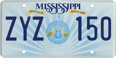 MS license plate ZYZ150