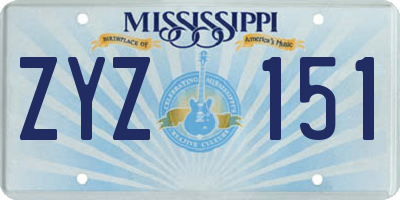 MS license plate ZYZ151