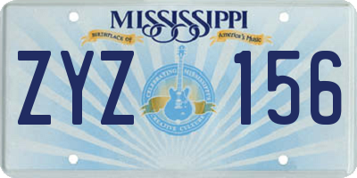 MS license plate ZYZ156
