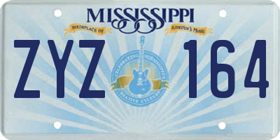 MS license plate ZYZ164
