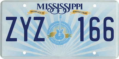 MS license plate ZYZ166