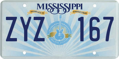 MS license plate ZYZ167