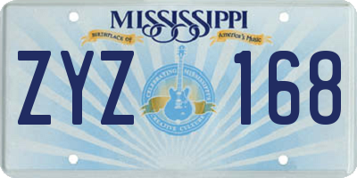MS license plate ZYZ168
