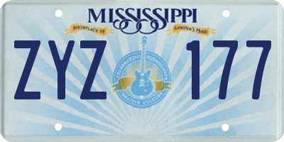 MS license plate ZYZ177