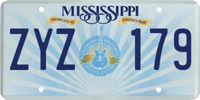 MS license plate ZYZ179