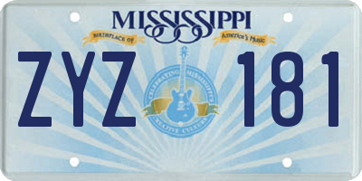 MS license plate ZYZ181