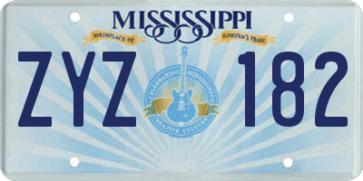 MS license plate ZYZ182