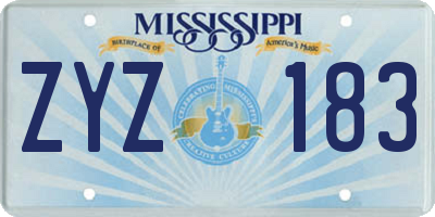 MS license plate ZYZ183