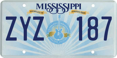 MS license plate ZYZ187