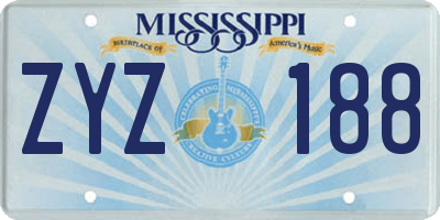 MS license plate ZYZ188