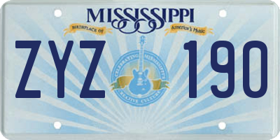 MS license plate ZYZ190