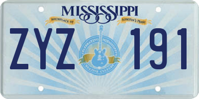 MS license plate ZYZ191