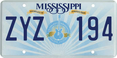 MS license plate ZYZ194