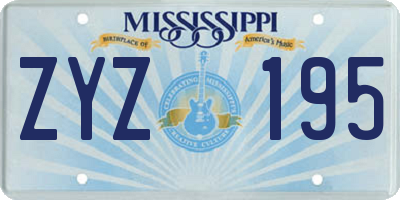 MS license plate ZYZ195