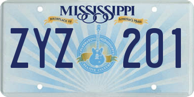 MS license plate ZYZ201