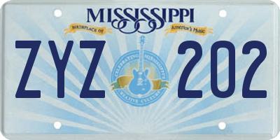 MS license plate ZYZ202