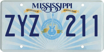 MS license plate ZYZ211