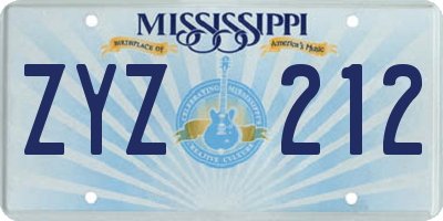 MS license plate ZYZ212