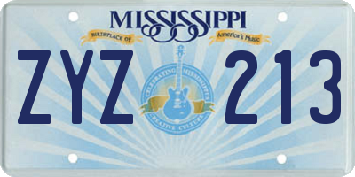 MS license plate ZYZ213