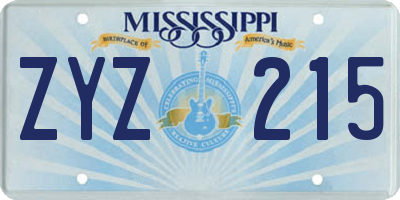 MS license plate ZYZ215