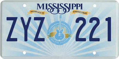 MS license plate ZYZ221